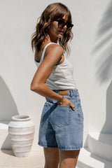 Jayce Denim Shorts - Mid Wash - The Self Styler