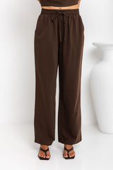 Ariah Straight-Leg Pants - Chocolate - The Self Styler