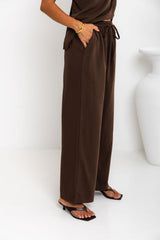 Ariah Straight-Leg Pants - Chocolate - The Self Styler