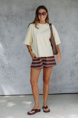 Jye Rugby Stripe Shorts - Chocolate - The Self Styler