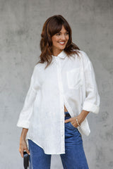 Archie Relaxed-Fit Linen Shirt - Ivory White - The Self Styler