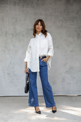 Darcy High-Rise Wide-Leg Denim Jeans - Dark Wash - The Self Styler - The Self Styler