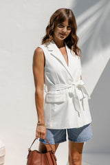 Hallie Longline Vest Top - White - The Self Styler
