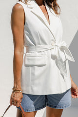 Hallie Longline Vest Top - White - The Self Styler