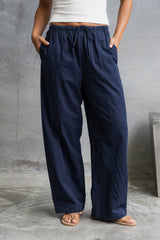 Georgie Barrel Leg Pants - Navy