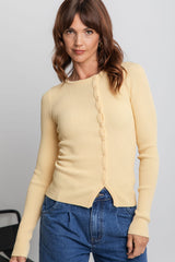Liv Long Sleeve Button Top - Yellow - The Self Styler