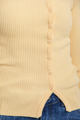 Liv Long Sleeve Button Top - Yellow - The Self Styler
