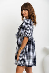 Fae Mini Dress - Black and White Gingham - The Self Styler