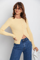 Liv Long Sleeve Button Top - Yellow - The Self Styler