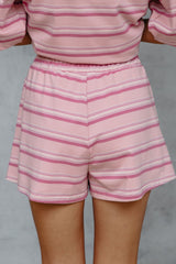 Jye Rugby Stripe Shorts - Pink - The Self Styler