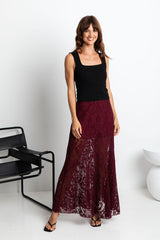 Zahra Lace Skirt - Wine - The Self Styler