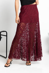 Zahra Lace Skirt - Wine - The Self Styler