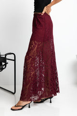 Zahra Lace Skirt - Wine - The Self Styler