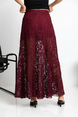 Zahra Lace Skirt - Wine - The Self Styler