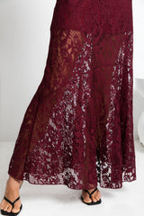 Zahra Lace Skirt - Wine - The Self Styler