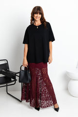 Zahra Lace Skirt - Wine - The Self Styler