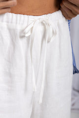 Sommer Straight-Leg Linen Pants - White - The Self Styler