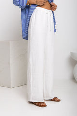 Sommer Straight-Leg Linen Pants - White - The Self Styler