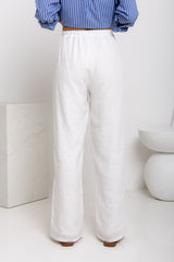 Sommer Straight-Leg Linen Pants - White - The Self Styler