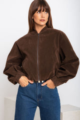 Henley Bomber Jacket - Dark Chocolate - The Self Styler