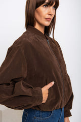 Henley Bomber Jacket - Dark Chocolate - The Self Styler