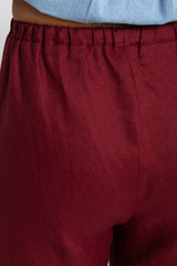 Sommer Straight-Leg Linen Pants - Burgundy - The Self Styler