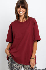 Stella Relaxed-Fit Tee - Burgundy - The Self Styler