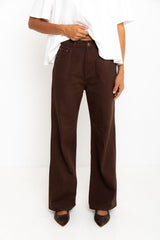 Dakota Straight-Leg Denim Jeans - Choc - The Self Styler Exclusive - The Self Styler