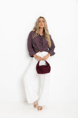 Arlo Cropped Tuck Check Shirt - Burgundy - The Self Styler
