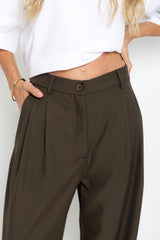 Xavier Barrel Leg Pants - Chocolate Olive - The Self Styler