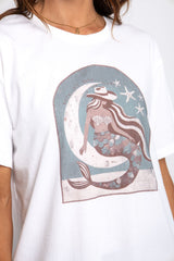 Trinity Relaxed-Fit Graphic Tee - Mermaid Print - The Self Styler