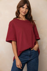 Stella Relaxed-Fit Tee - Burgundy - The Self Styler