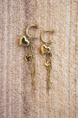 Hailey Heart & Charm Earrings - Gold - The Self Styler