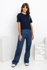 Lakey Relaxed-Fit Top - Navy - The Self Styler