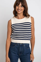 Bonnie Knit Top - Cream & Navy Stripe - The Self Styler