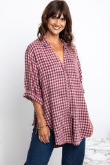 Austin Relaxed-Fit Shirt - Burgundy Plaid - The Self Styler
