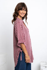 Austin Relaxed-Fit Shirt - Burgundy Plaid - The Self Styler