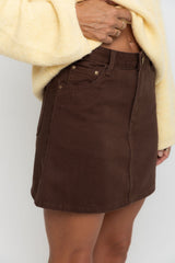 Dylan Denim Mini Skirt - Choc - The Self Styler Exclusive - The Self Styler