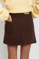 Dylan Denim Mini Skirt - Choc - The Self Styler Exclusive - The Self Styler