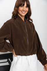 Henley Bomber Jacket - Dark Chocolate - The Self Styler