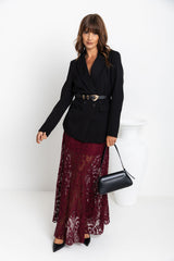 Zahra Lace Skirt - Wine - The Self Styler