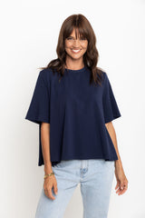 Jude Cotton Swing Tee - Navy - The Self Styler