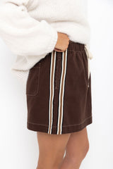 Millie Mini Denim Stripe Skirt - Choc Wash - The Self Styler