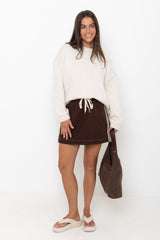 Millie Mini Denim Stripe Skirt - Choc Wash - The Self Styler