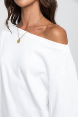 Arden Off-The-Shoulder Tee - White - The Self Styler