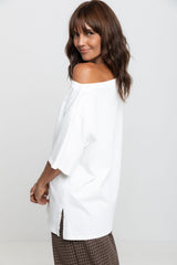 Arden Off-The-Shoulder Tee - White - The Self Styler