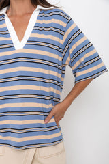 Louie Stripe Top - Blue - The Self Styler