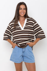 Louie Stripe Top - Chocolate - The Self Styler