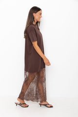 Anika Lace Maxi Dress - Chocolate - The Self Styler