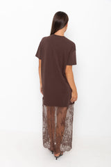 Anika Lace Maxi Dress - Chocolate - The Self Styler